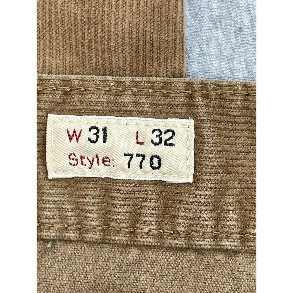 J Crew Pants Men 31 x 32 Brown 770 Corduroy Cotton Blend Stretch Straight Leg‎